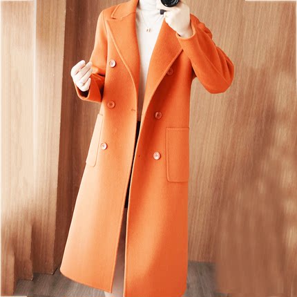 韩系高级感赫本气质国风新中式中长双面羊绒大衣加厚羊毛呢子外套