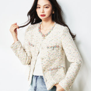 休闲年轻粗花呢小香外套上衣开衫 法式 年轻精致洋气质韩系百搭经典