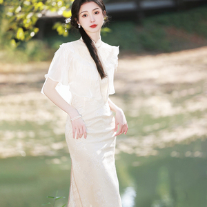 法式仙女超仙温柔连衣裙新式国风新中式气质年轻少女清新淑女旗袍