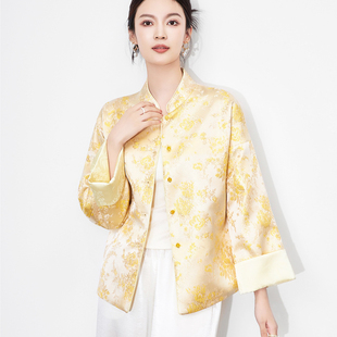 旗袍上衣提花正肩对襟 套装 新中式 国风老钱宋锦织锦缎盘扣外套开衫