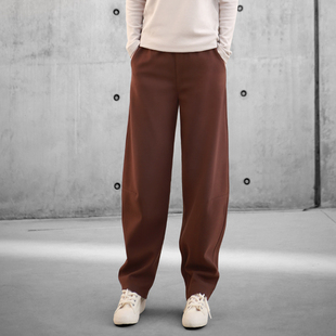 2026初春垂感香蕉裤 高腰舒适蚕丝美利奴羊毛 女美拉德色系休闲长裤
