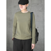 帛色2026春季 宽松休闲T恤新疆长绒棉t恤女简约舒适针织上衣薄 薄款