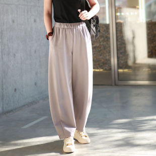卫裤 高腰休闲浅灰针织萝卜裤 宽松版 女长裤 大灯笼裤 2026年春夏新款
