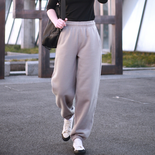 加绒针织运动裤 女抽绳宽松束脚灯笼裤 超厚保暖卫裤 2025冬款