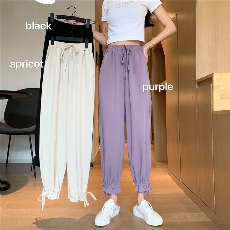 Real photo wide leg pants women's high waist pants 2021 new lantern pants loose straight leg sports pants