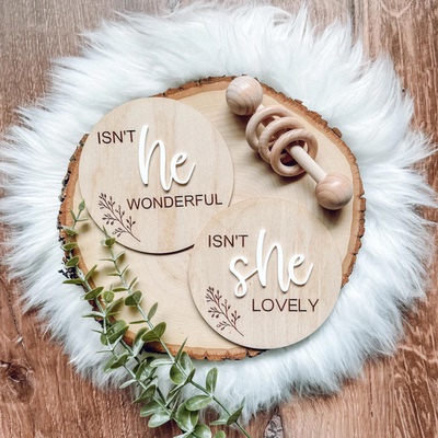 Gender Announcement Sign宝宝性别揭示拍照道具出生公告标识木牌