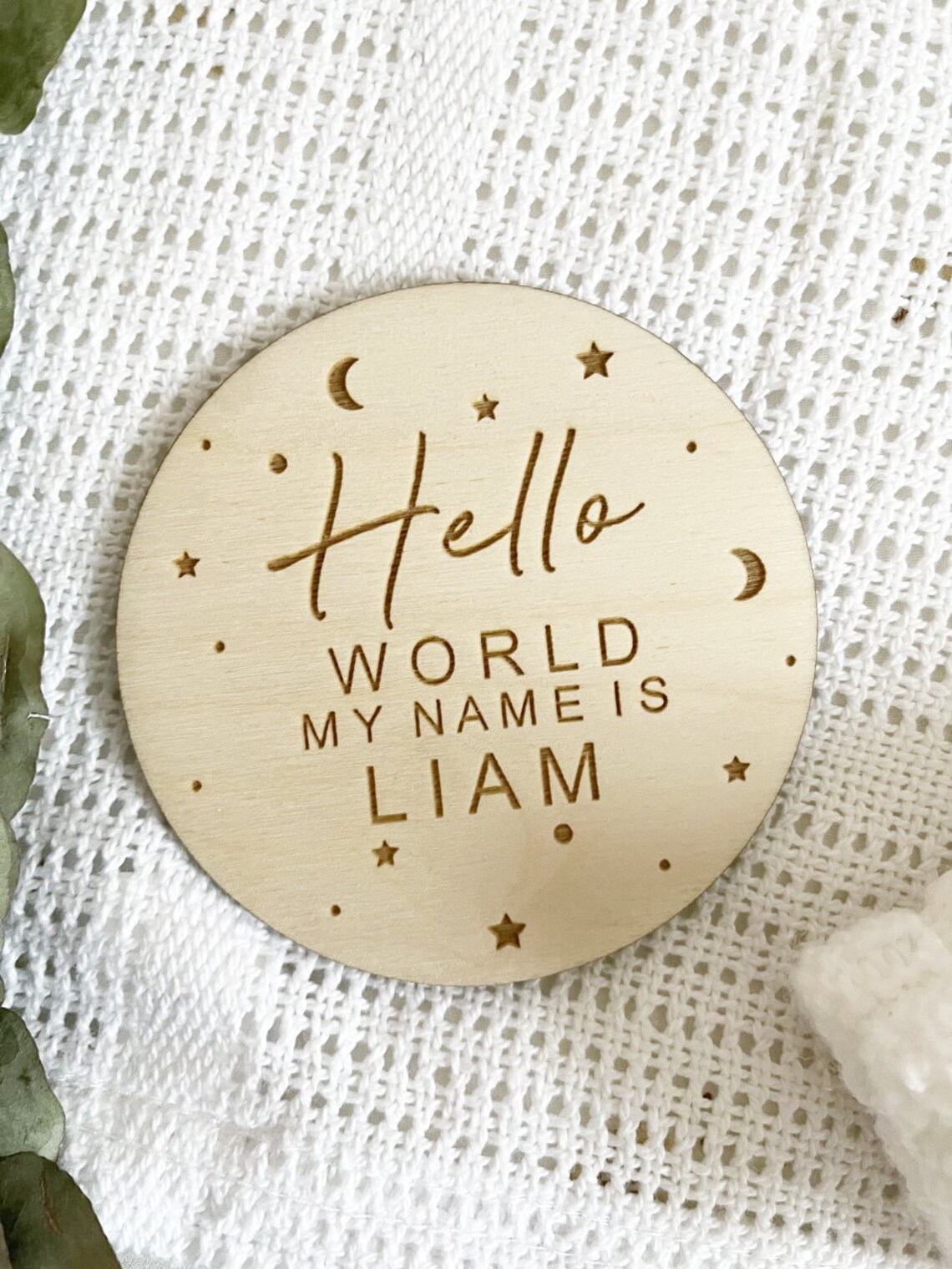 Personalised Baby Arrival Sign雕刻婴儿姓名牌新生儿出生名字牌