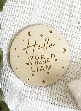 Personalised Baby Arrival Sign雕刻婴儿姓名牌新生儿出生名字牌