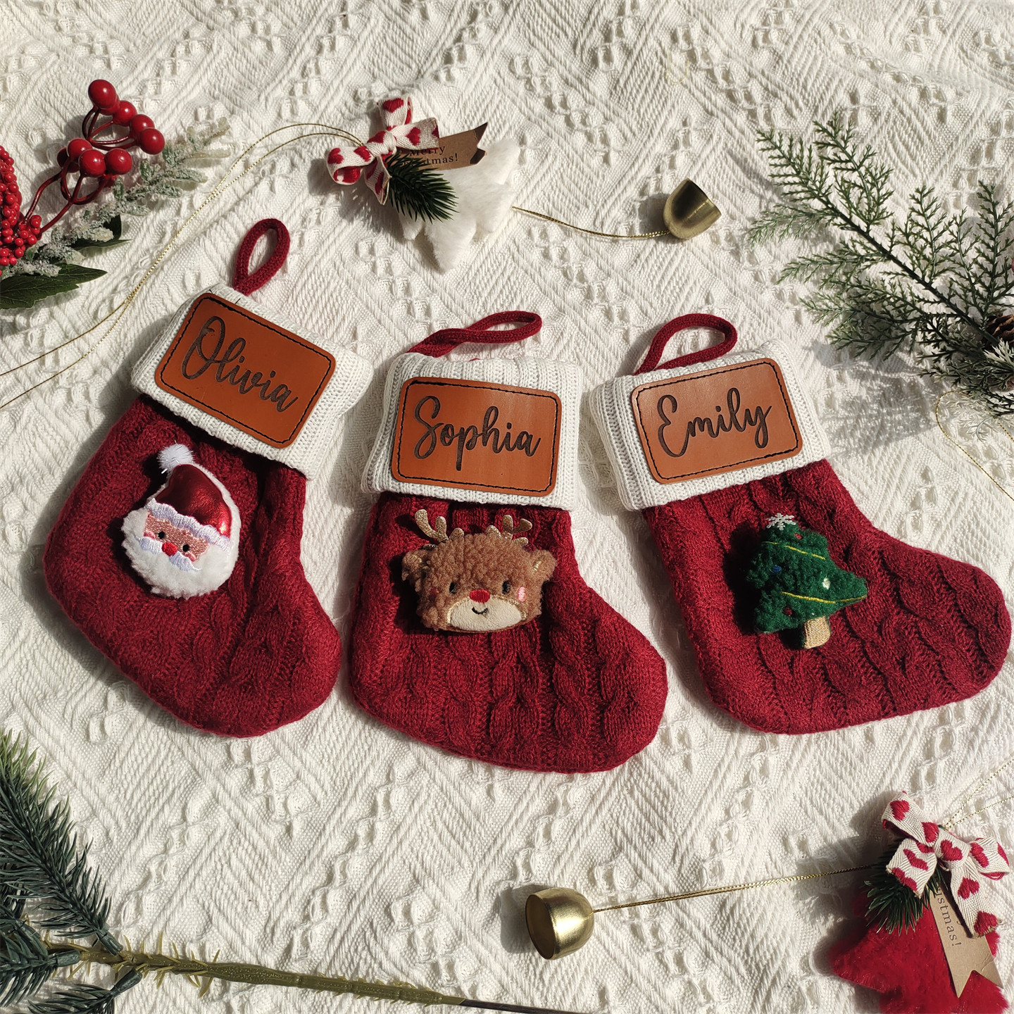 Christmas Gift定制名字圣诞袜糖果礼物袋孩子圣诞礼物圣诞装饰品