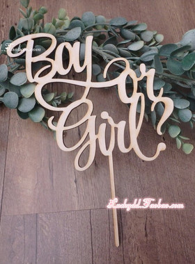 Boy Or Girl CakeTopper 迎婴派对装饰品 宝宝性别揭示蛋糕插牌