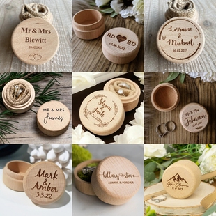 Wedding Ring Box定制新娘新郎名字日期婚礼戒指盒结婚礼物婚戒盒