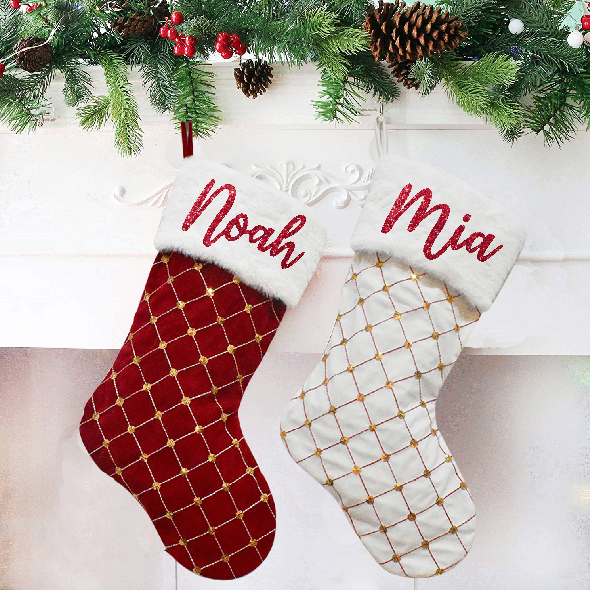 Christmas stocking个性定制名字圣诞袜儿童糖果圣诞礼物袋装饰品