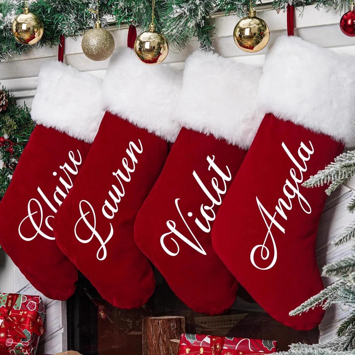 Personalized Red Christmas Stocking 定制圣诞节礼物袋圣诞袜