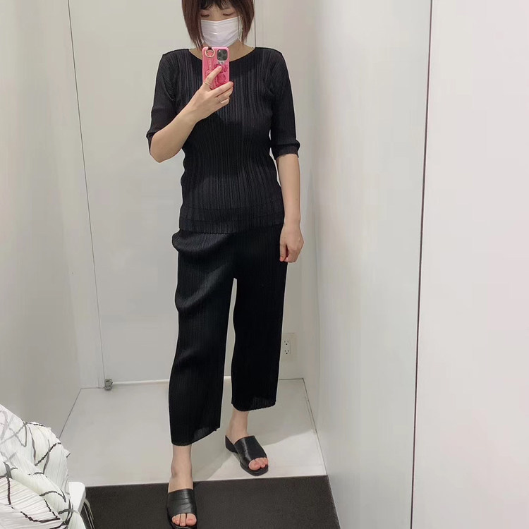 现货日本三宅一生pleats please褶皱休闲小脚裤女裤jf110