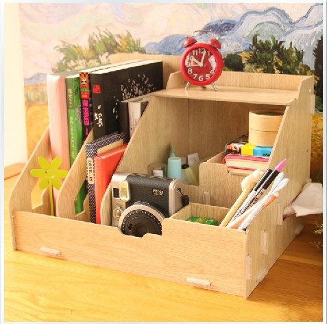 办公用品大号桌面抽屉式收纳盒创意文件盒木制置物架A4文件架