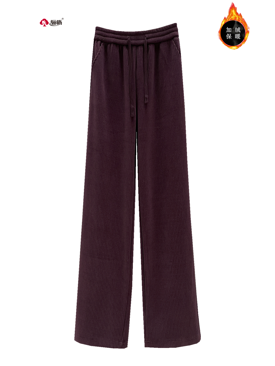 弹力腰通勤骊枥长裤加厚阔腿裤