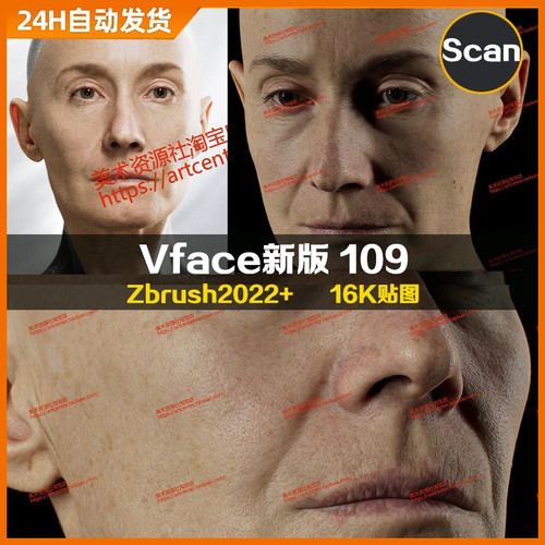 XYZ/Vface新版ZBrush写实高清扫描模型头16K皮肤贴图Nora109