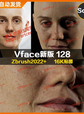 XYZ/Vface新版ZBrush写实高清扫描模型头16K皮肤贴图Solomia128