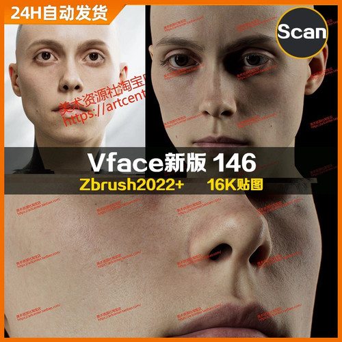 XYZ/Vface新版ZBrush写实高清扫描模型头16K皮肤贴图Evelina146