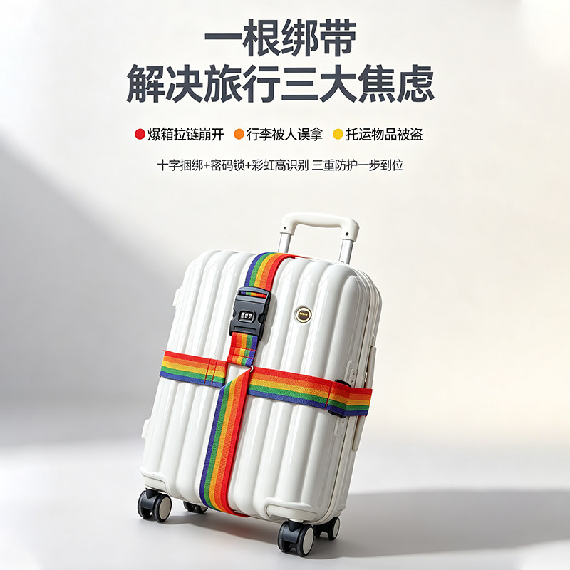 彩虹行李捆绑带密码锁防盗可调