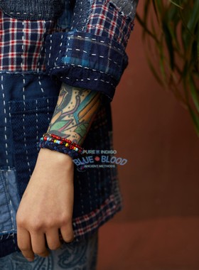 手作手链古布琉璃复古日式菊花扣