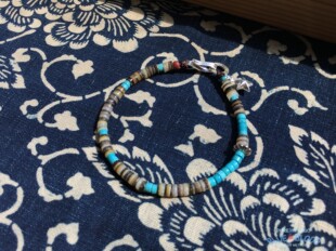 BLUE BLOOD印第安睡美人绿松石 贝壳 古琉璃珠 摩根银币 手链