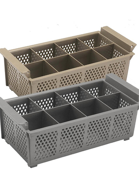 刀叉盘餐具筛沥水收纳篮刀叉勺子调羹筷子杯子收纳篮8格食品级PP