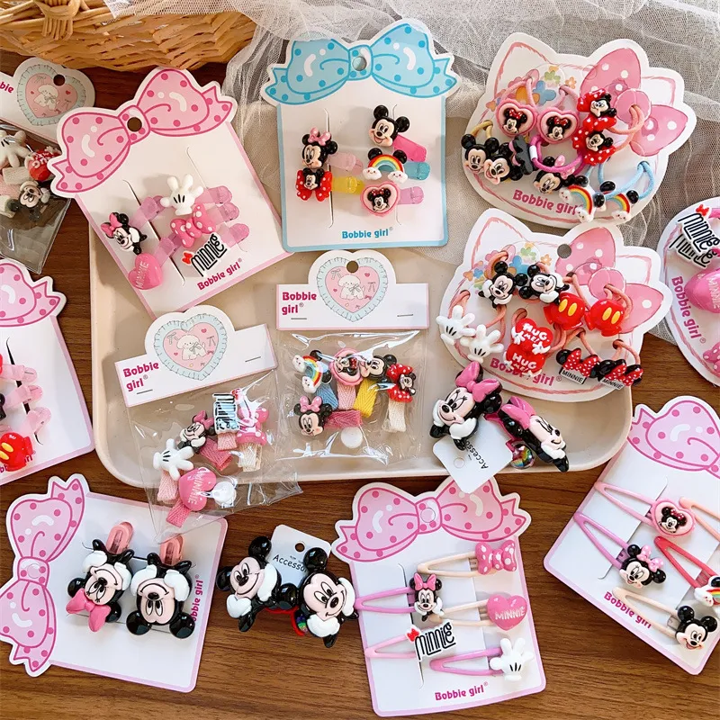 儿童卡通人物粉嫩发圈女童宝宝闪闪猫卡独立5对装幼儿园发夹组合