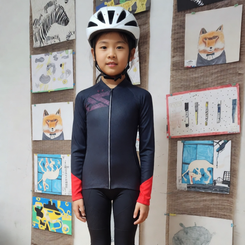 d291春秋透气女款大童长袖骑行服