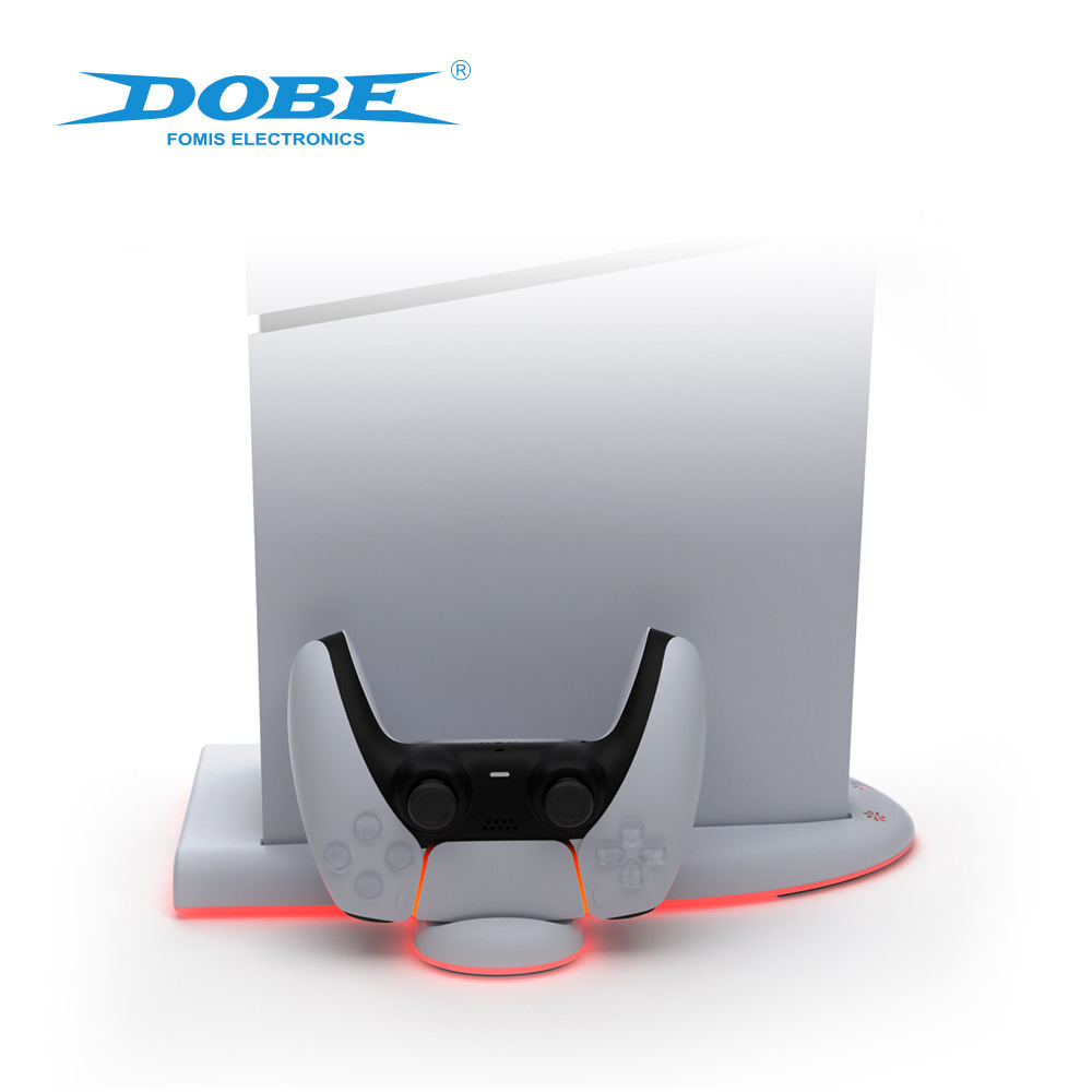 新款P5Slim主机散热底座PS5slim游戏手柄座充带RGB多彩氛围灯圈