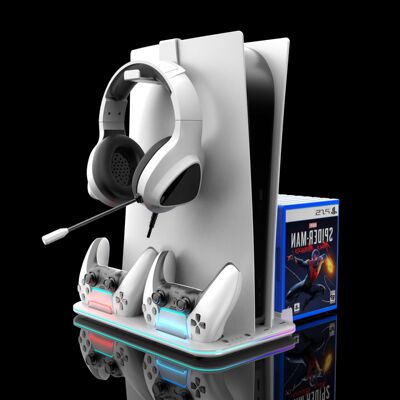 PS5游戏主机散热底座PS5slim手柄充电座游戏碟片耳机收纳架DZ504