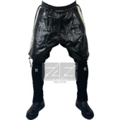 炮弹胎牛皮短裤 暗黑高街 两件套 紧身瘦腿纯黑皮裤 弹力羊皮