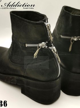 14th Addiction KMRii CROSS ZIP BOOTS 暗黑十字拉链真皮靴 36号