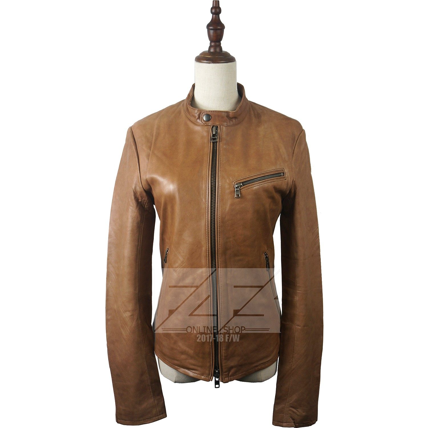 日单外贸 无涂水染羊皮 阿美咔叽黄色羊皮 机车 641 single rider