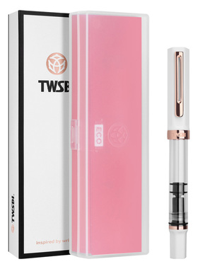 台湾TWSBI三文堂ECO白色玫瑰金钢笔活塞上墨式钢笔学生成人练字笔