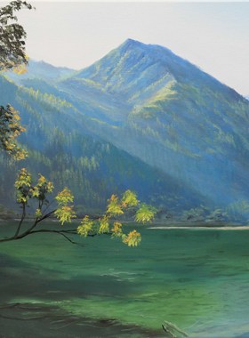 树林风景手绘油画