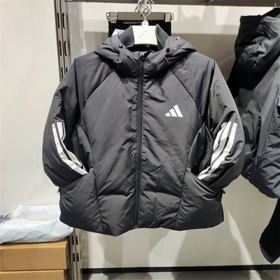 Adidas阿迪达斯新款女三条纹保暖连帽羽绒服JG3866 JG3865 JG5921