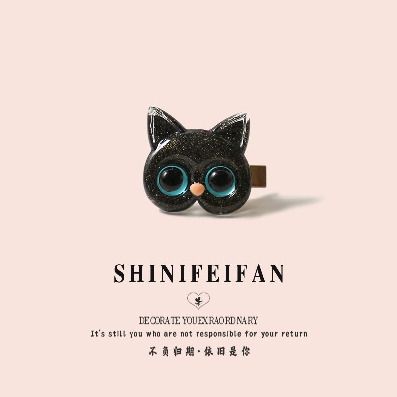 韩系可爱卡通立体小猫咪甜美刘海夹时尚侧边夹碎发夹百搭简约发饰