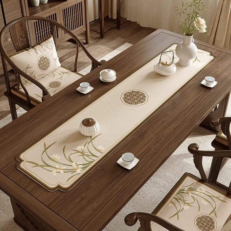 国风中式茶旗吸水速干禅意茶巾防尘耐脏家用古风茶台垫子隔热茶巾