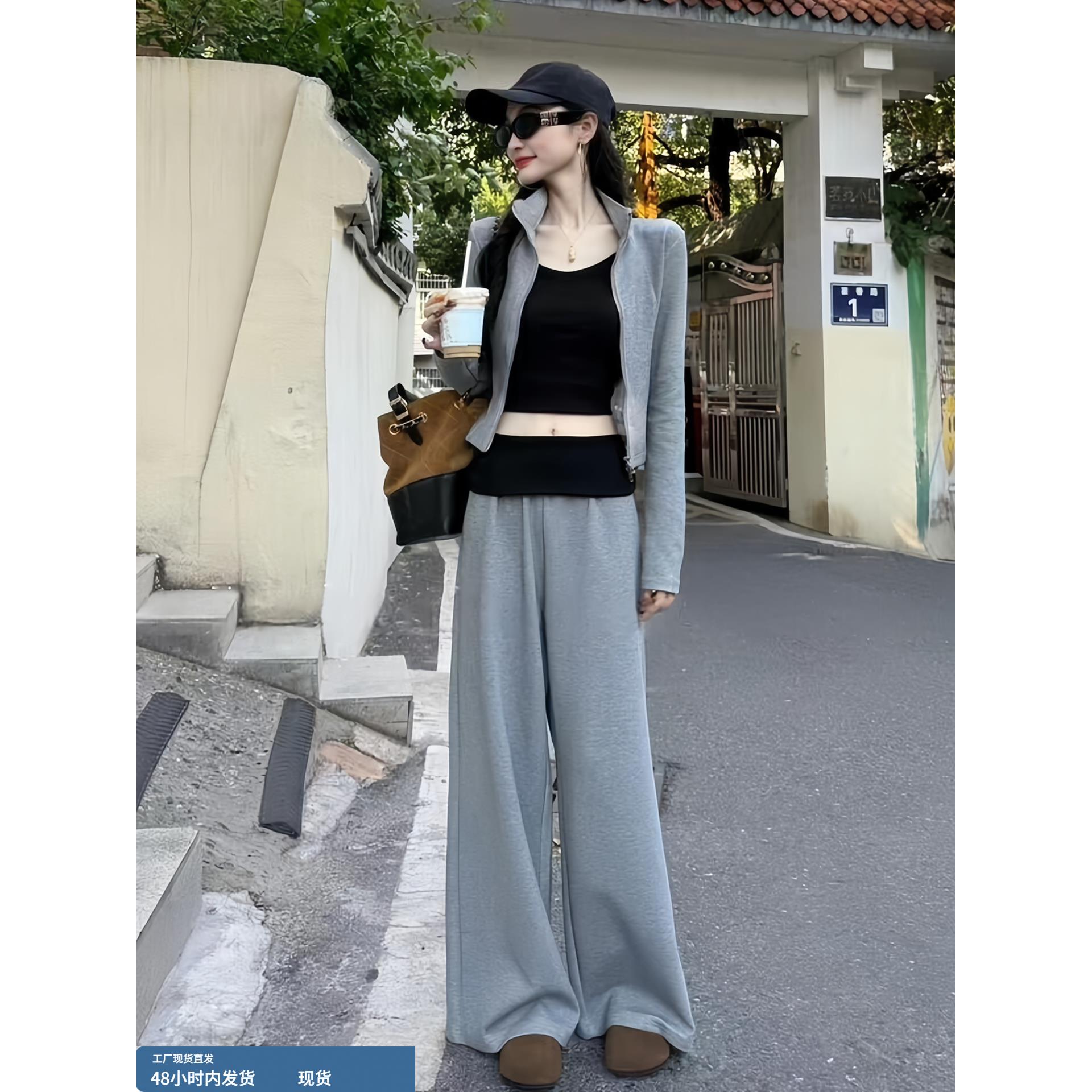 2025超火早秋穿搭一整套休闲时尚气质高级感卫衣阔腿裤显瘦两件套