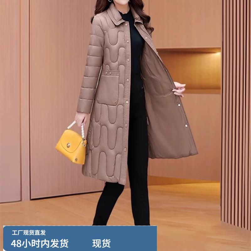 轻薄修身福建晋江羽绒棉衣棉服女中长款冬季棉袄子夹棉外套妈妈装
