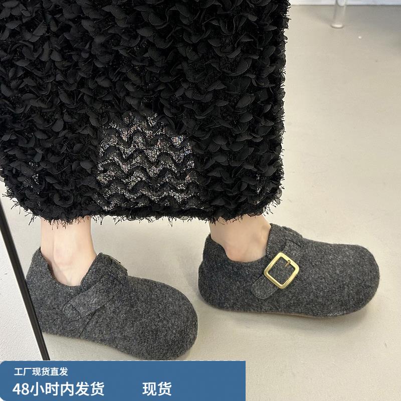 内增高加绒勃肯鞋女全包2025冬季外穿新款防滑一脚蹬加厚保暖棉鞋