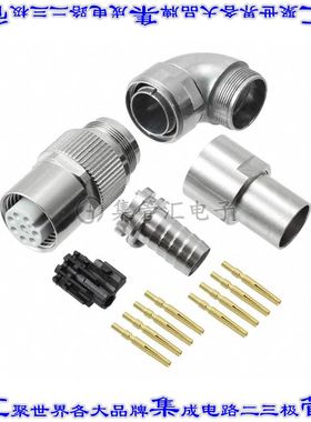 1-2823587-4 圆形连接器8POS插座母插口压接镀金自由悬挂直角