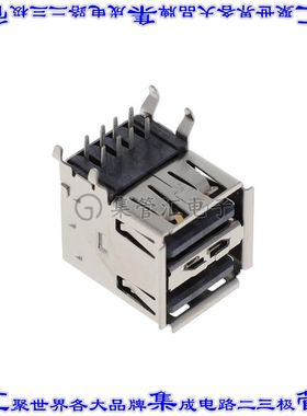 GSB12221LFRSPEU 连接器USB-A叠接式插座8POS USB 2.0通孔直角