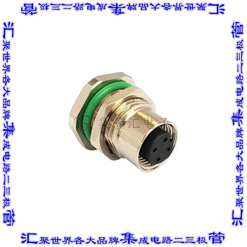 PXMBNI12RPF04APCM16 圆形连接器4POS插头母插口焊接镀金面板安装
