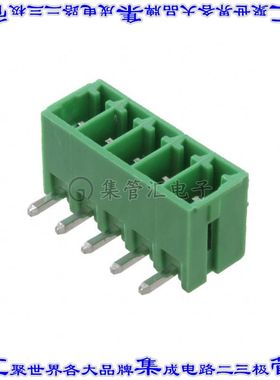 EBSA-05-A 端子块连接器5POS接头公引脚带罩3.5mm绿色90DEG通孔