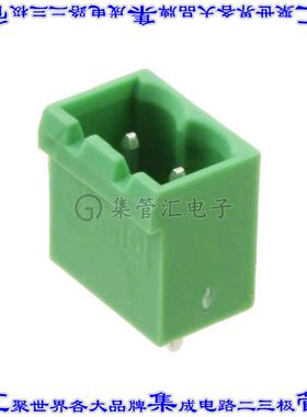 1755736 端子块连接器2POS接头公引脚带罩5.08mm绿色垂直通孔