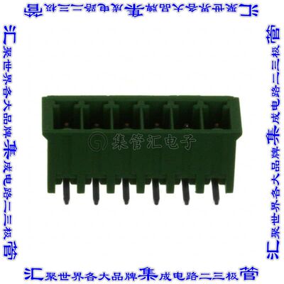 284512-6 端子块连接器6POS接头公引脚带罩3.5mm绿色90DEG通孔