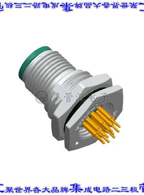 M12A-12PMMP-SF8001 圆形连接器12POS插座公形引脚焊接镀金面板安