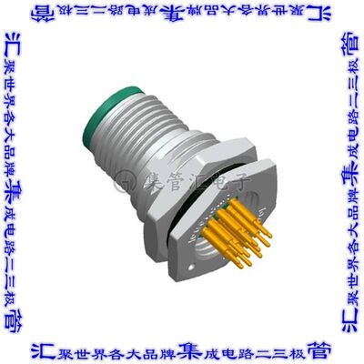 M12A-12PMMP-SF8001 圆形连接器12POS插座公形引脚焊接镀金面板安